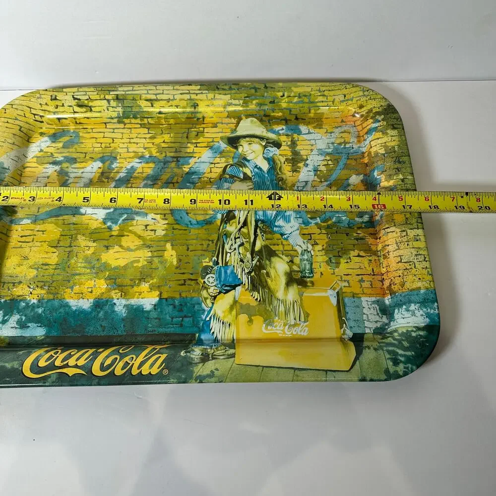 Coca-Cola Steve Johnson Cooler Than Summer metal tray 2000 Cowgirl sun faded